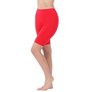 Zenana Ruby Red Premium Cotton Biker Bike Shorts Women’s Size Medium NEW